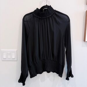 Ann Taylor Black Ruffle Blouse